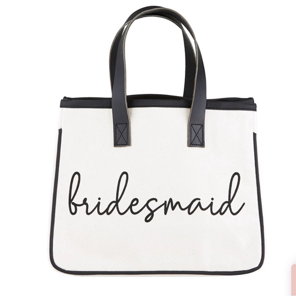 Elegant Bridesmaid White and Black Tote Bag
